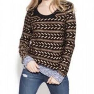 Rag & Bone Womens Black Gold Metallic Woven Chevron Sweater Lambswool🌻